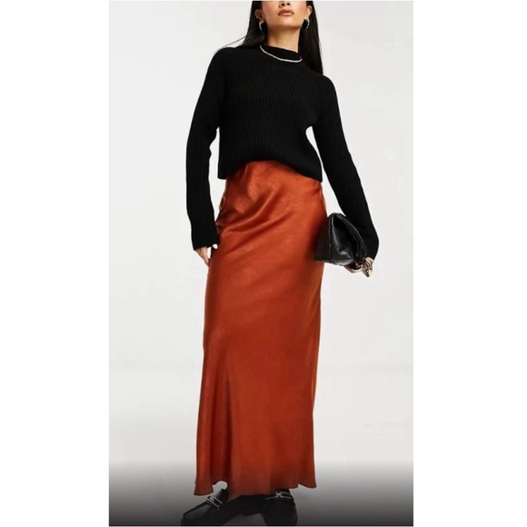 Glamorous Burnt Orange Maxi Slip Skirt - Picture 4 of 11